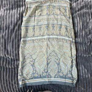 Vintage Old Navy Printed Paisley Midi Skirt in Light Blue and Cream